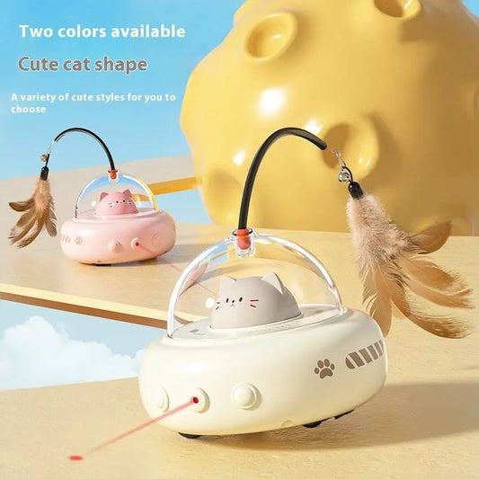 Interactive Cat Teaser Toy – Electric UFO Feather & Bell -