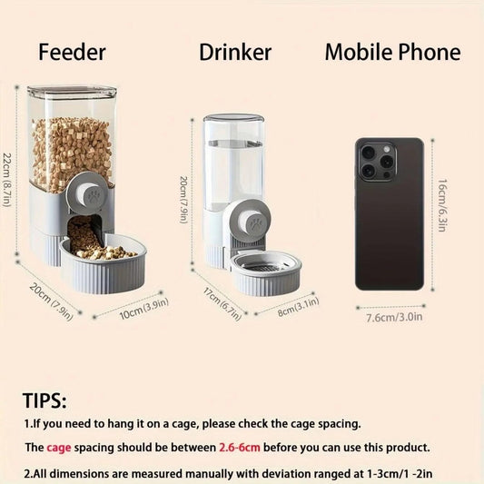 1.2L Hanging Pet Feeder & Water Dispenser for Cats Dogs & Rabbits - 