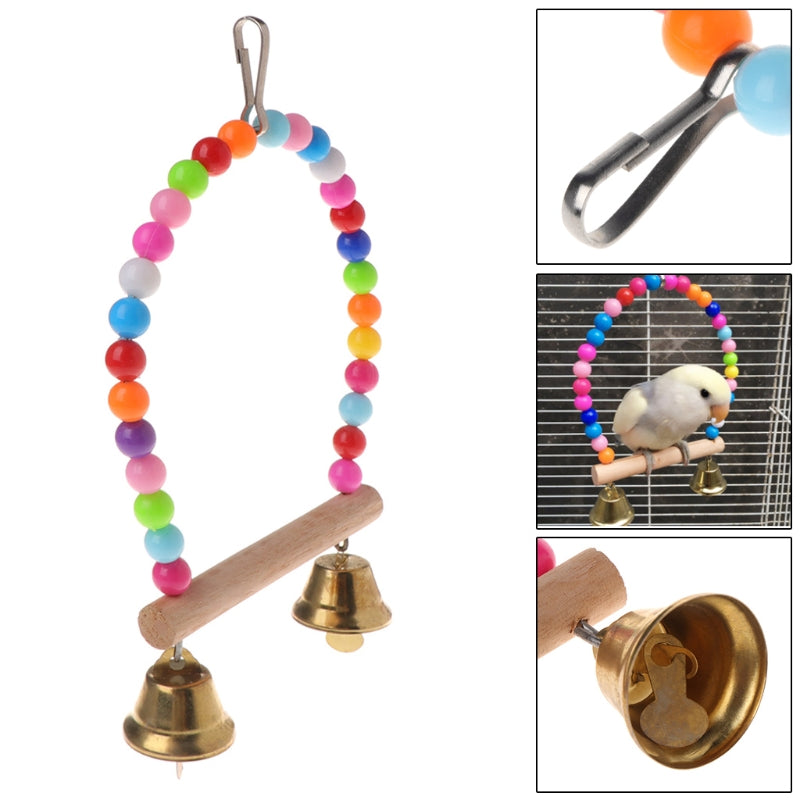 Bird Ladder Climbing Toy | Wooden Grinding Perch with Bells