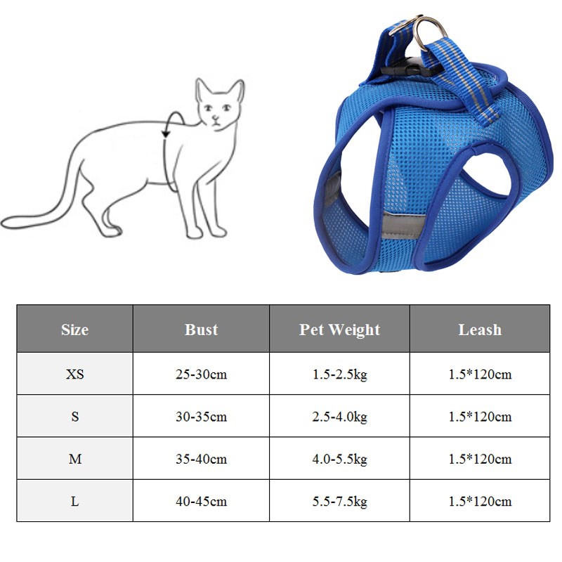 Escape-Proof Cat Harness & Leash – Adjustable Anti-Pull Vest