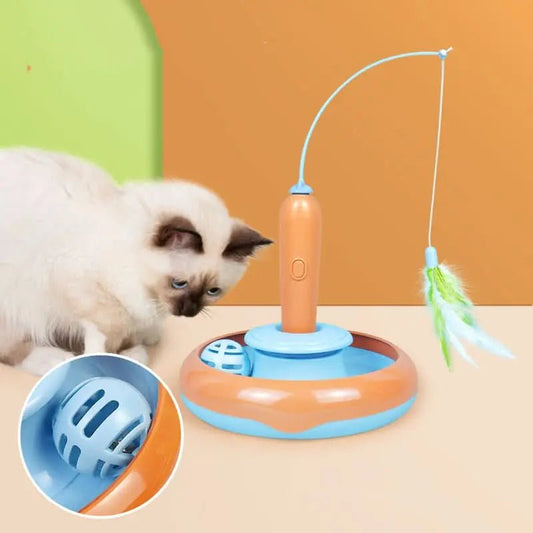 2 - in - 1 Interactive Cat Turntable Toy with Feather - 