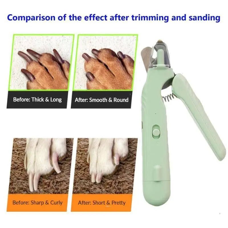 2 In 1 Pet Nail Clippers With Led Light | Safe Grooming Tool - 