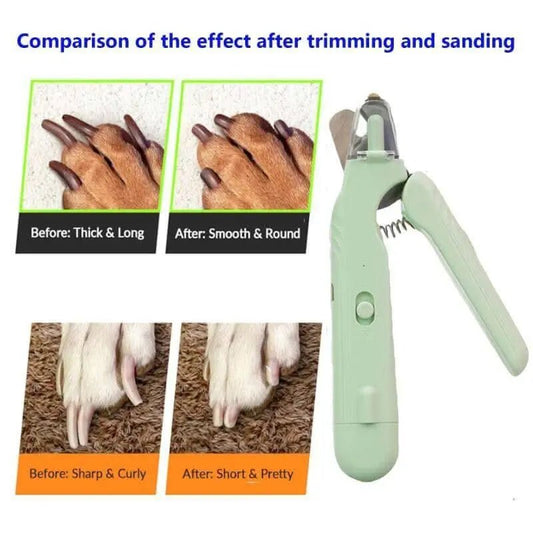 2 In 1 Pet Nail Clippers With Led Light | Safe Grooming Tool - 