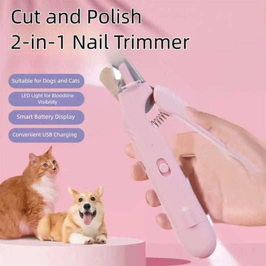2 In 1 Pet Nail Clippers With Led Light | Safe Grooming Tool - 
