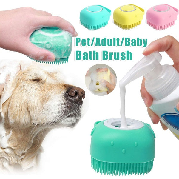 Silicone Pet Bath Brush with Shampoo Dispenser
