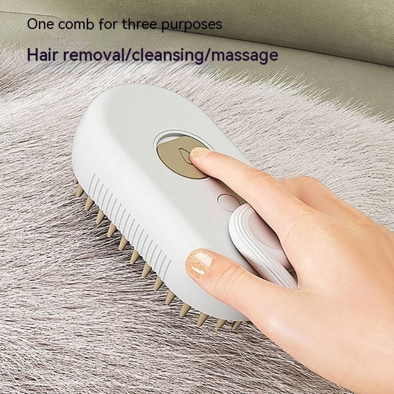 3-in-1 Electric Steam Pet Brush – Hair Removal & Massage
