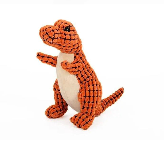 Dinosaur Plush Dog Toy with Squeaker - 