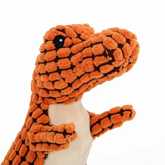 Dinosaur Plush Dog Toy with Squeaker - 