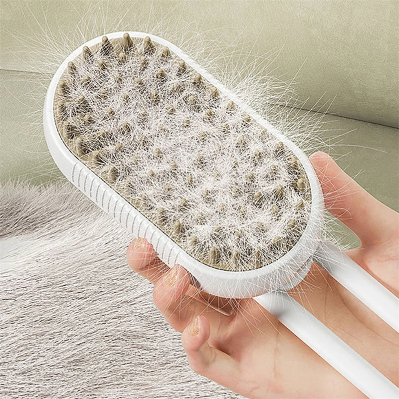 3-in-1 Electric Steam Pet Brush – Hair Removal & Massage