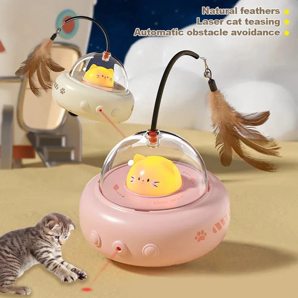 Interactive Cat Teaser Toy – Electric UFO Feather & Bell - 