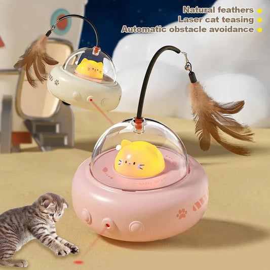 Interactive Cat Teaser Toy – Electric UFO Feather & Bell - 
