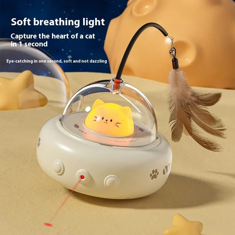 Interactive Cat Teaser Toy – Electric UFO Feather & Bell - 