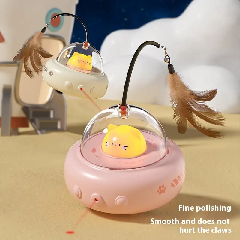 Interactive Cat Teaser Toy – Electric UFO Feather & Bell - 