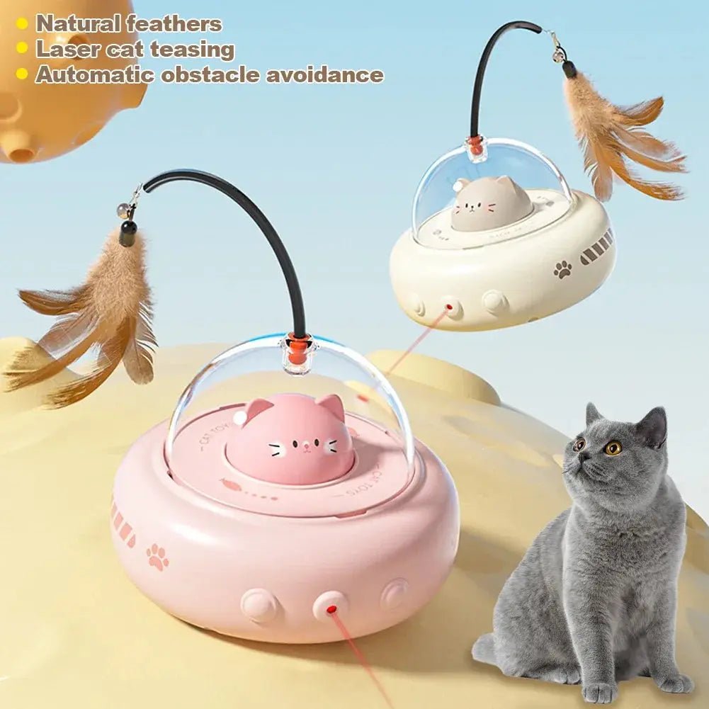 Interactive Cat Teaser Toy – Electric UFO Feather & Bell - 