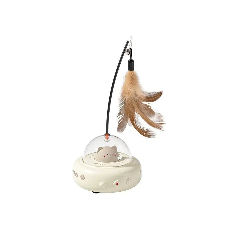 Interactive Cat Teaser Toy – Electric UFO Feather & Bell - 