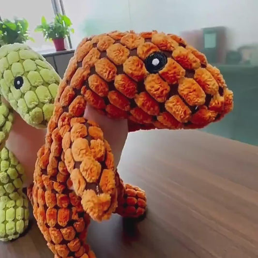 Dinosaur Plush Dog Toy with Squeaker.