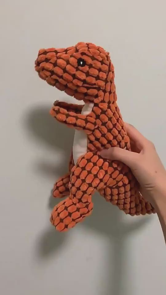 Dinosaur Plush Dog Toy with Squeaker.